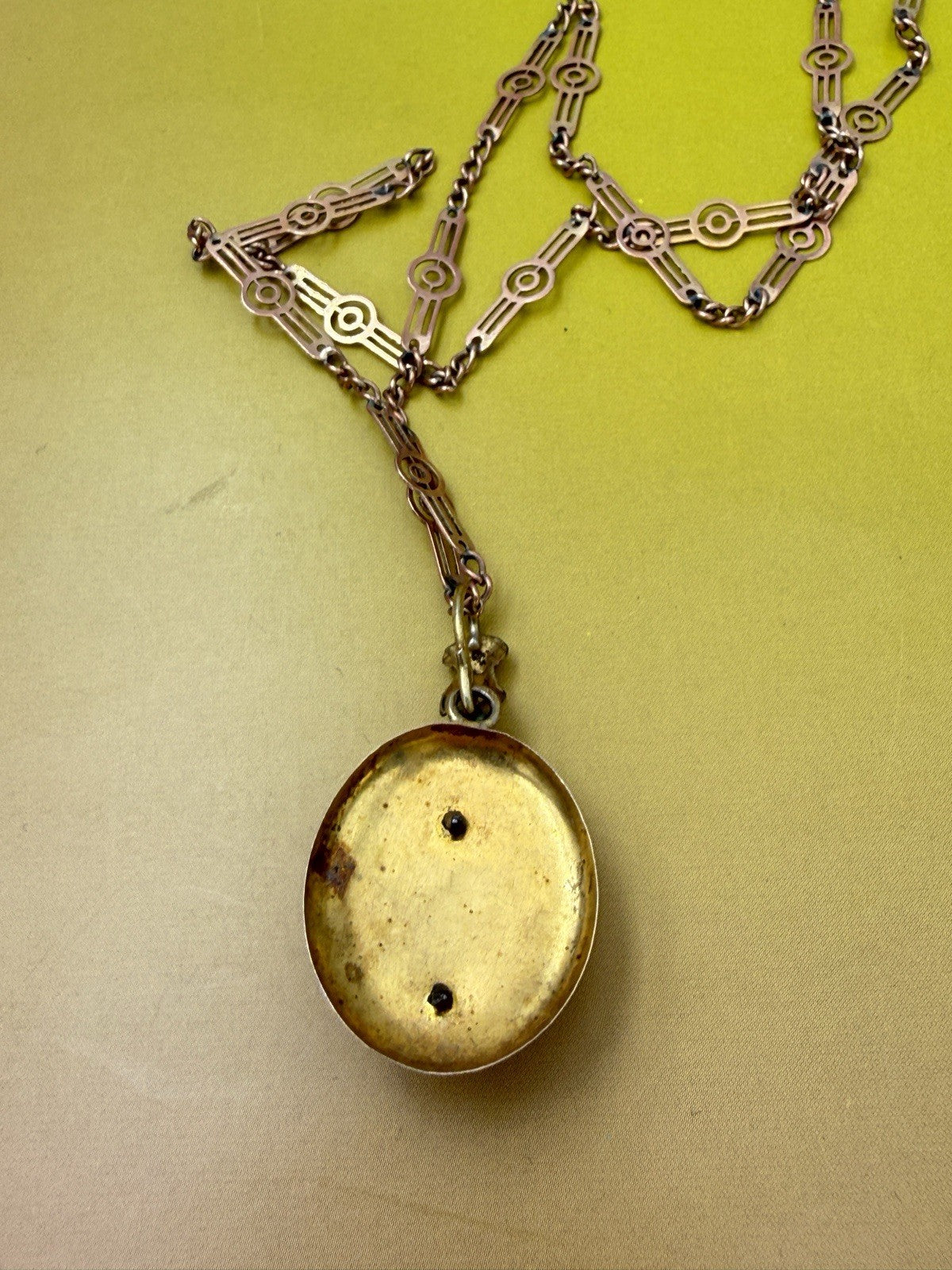Collana antica in oro 6/7 kt con ciondolo floreale e pietra rossa, fine '800 – foto 13