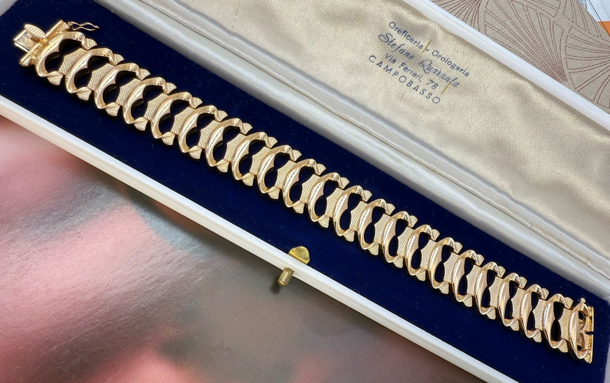 Bracciale tappeto semirigido vintage in oro rosa 18 kt, anni '60 – foto 6