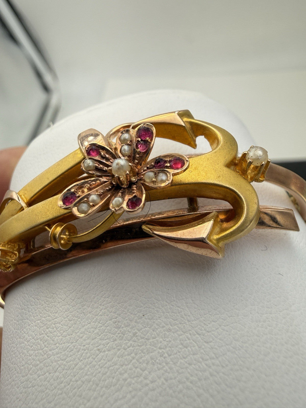 Parure antica bracciale, spilla e orecchini in oro 6/7 kt, fine '800 – foto 10