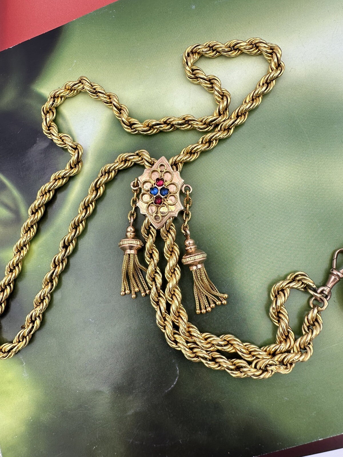 Collana saliscendi antica in oro 6/7 kt con ciondolo chiave del cuore – foto 4