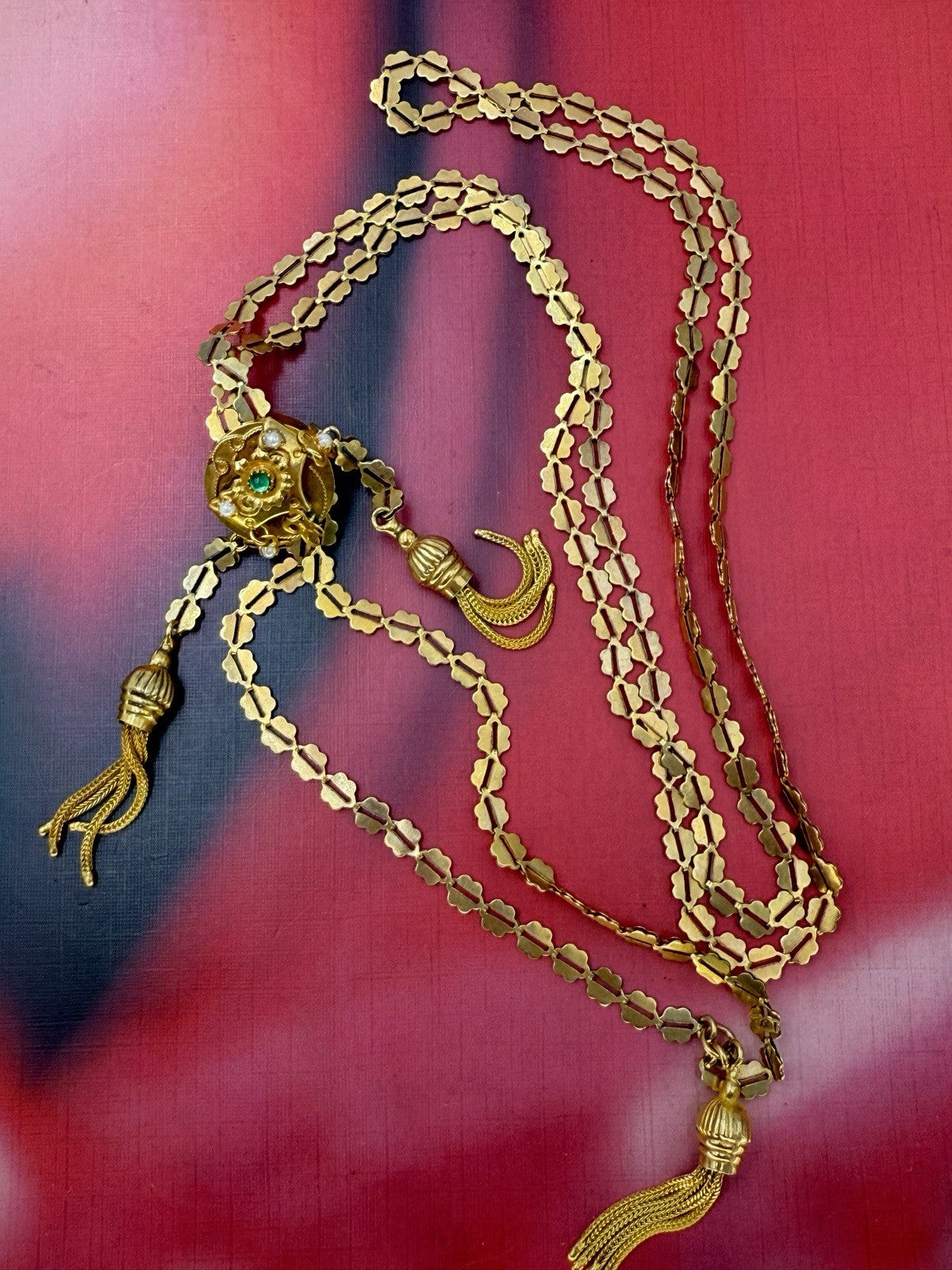 Collana saliscendi Charleston vintage in oro 12 kt, anni '60–'70 – foto 14