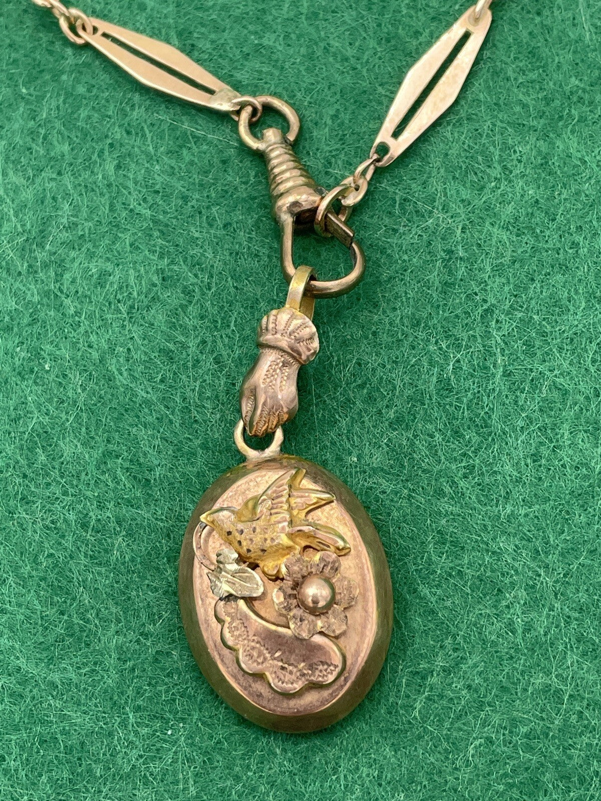 Collana antica in oro 6/7 kt a moduli con ciondolo, inizi '900 – foto 5