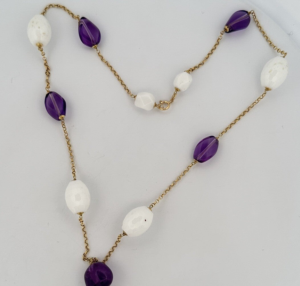 Collana Sassi con ametiste, agate bianche e oro 18 kt – foto 8