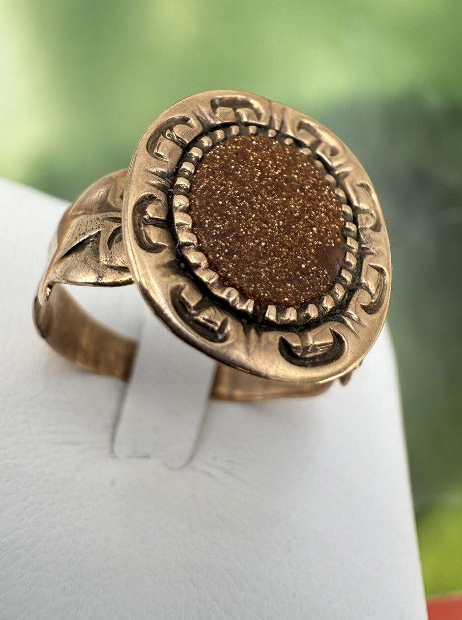 Anello borbonico in oro 6/7 kt con pasta vitrea stellata, fine '800 – foto 6