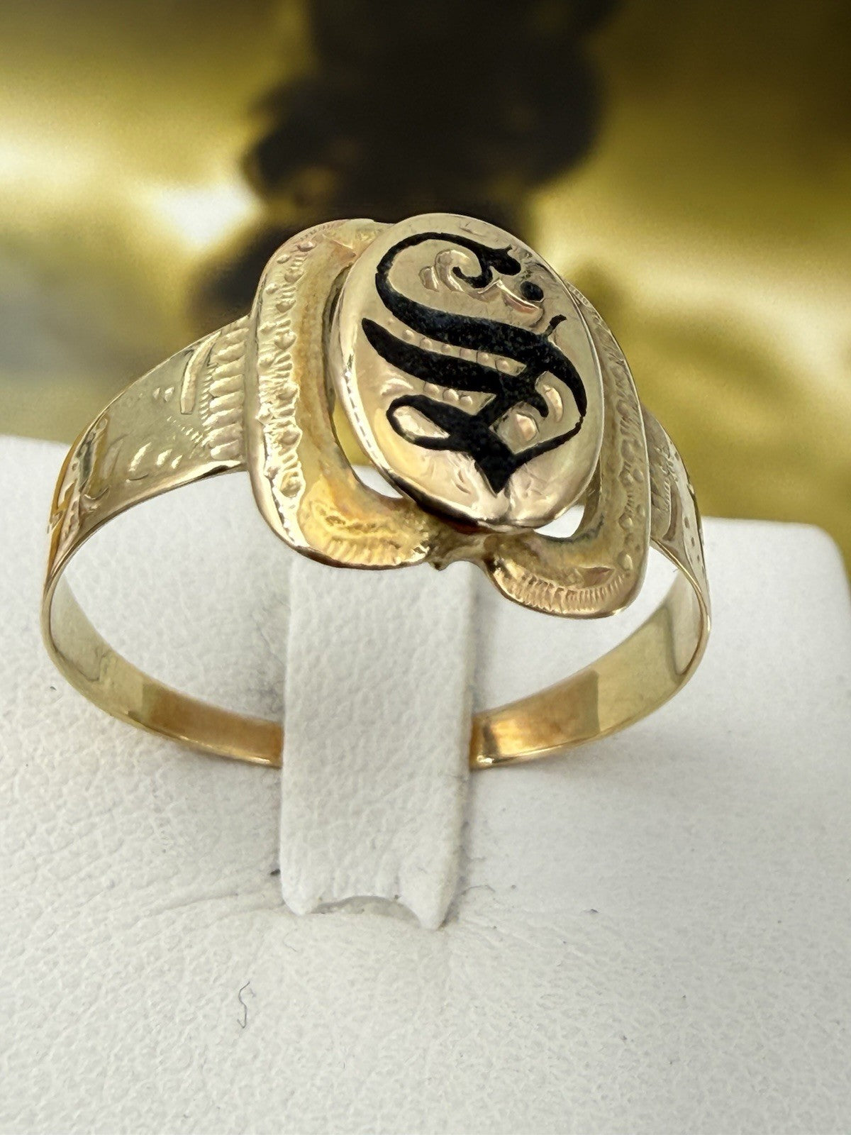 Anello borbonico con lettera S smaltata in oro 6/7 kt, misura 21 – foto 3