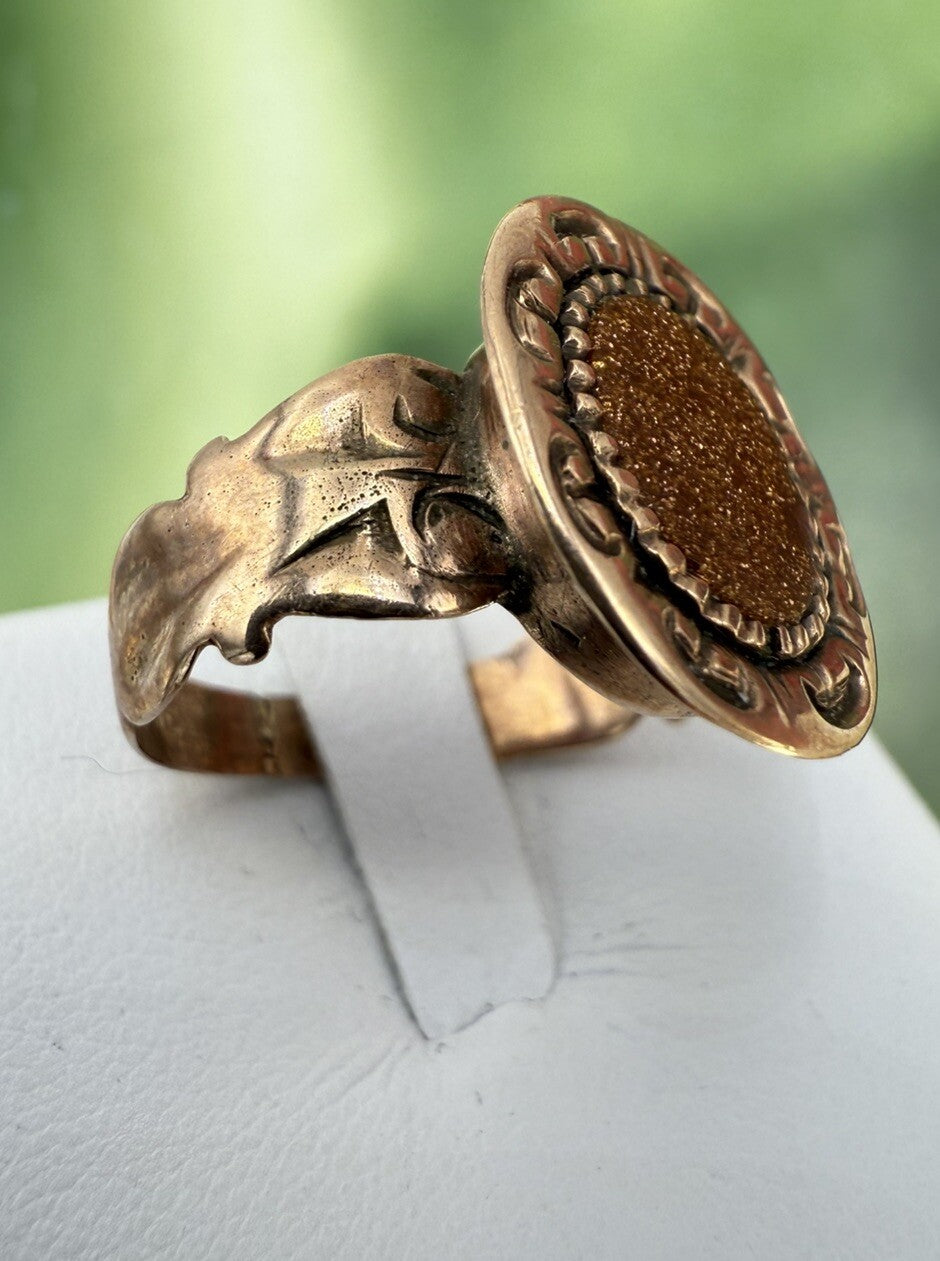 Anello borbonico in oro 6/7 kt con pasta vitrea stellata, fine '800 – foto 14