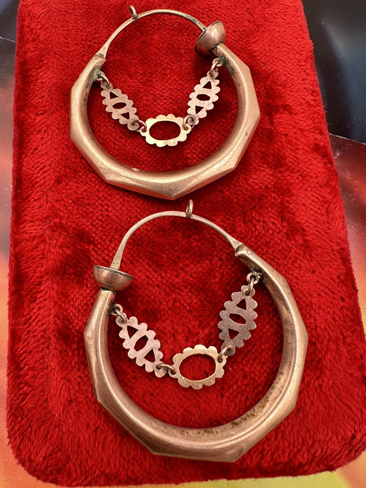 Orecchini abruzzesi Palommelle in oro rosso 6/7 kt, metà '800 – foto 10
