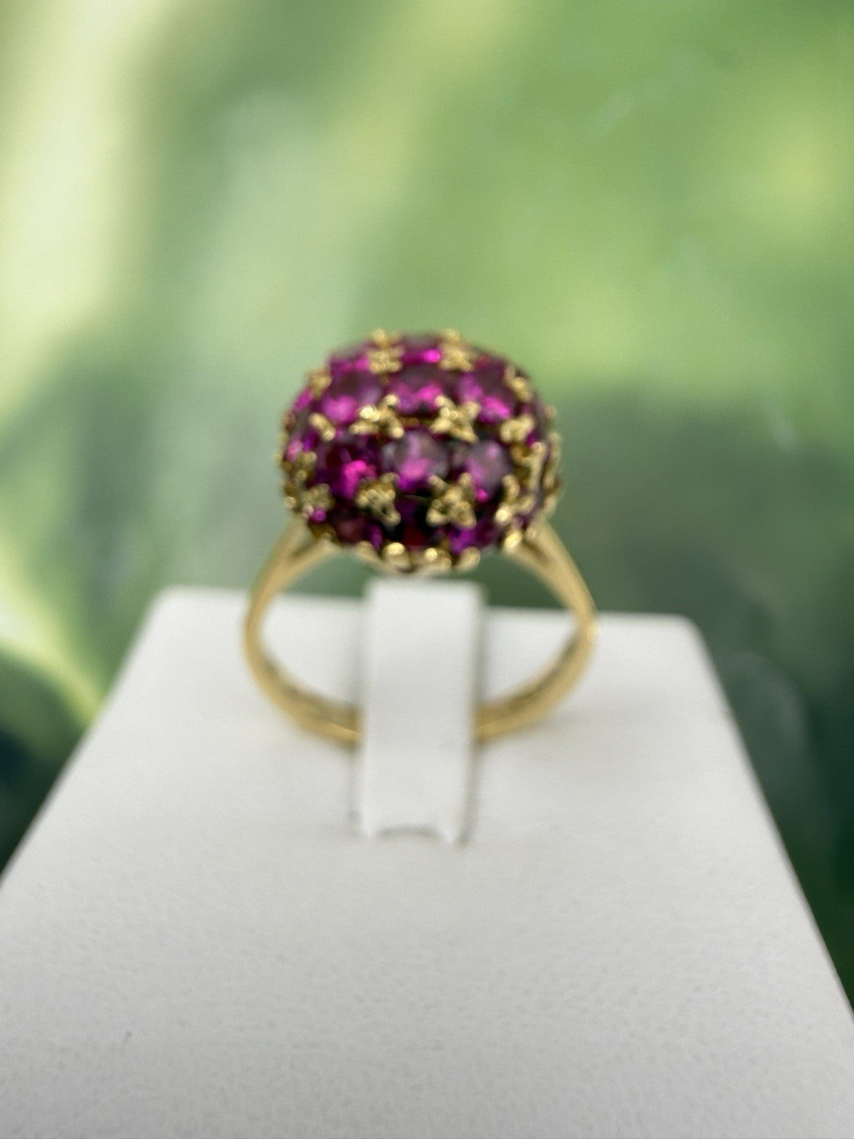 Anello a sfera vintage in oro 18 kt con rubini sintetici, anni '70 – foto 6