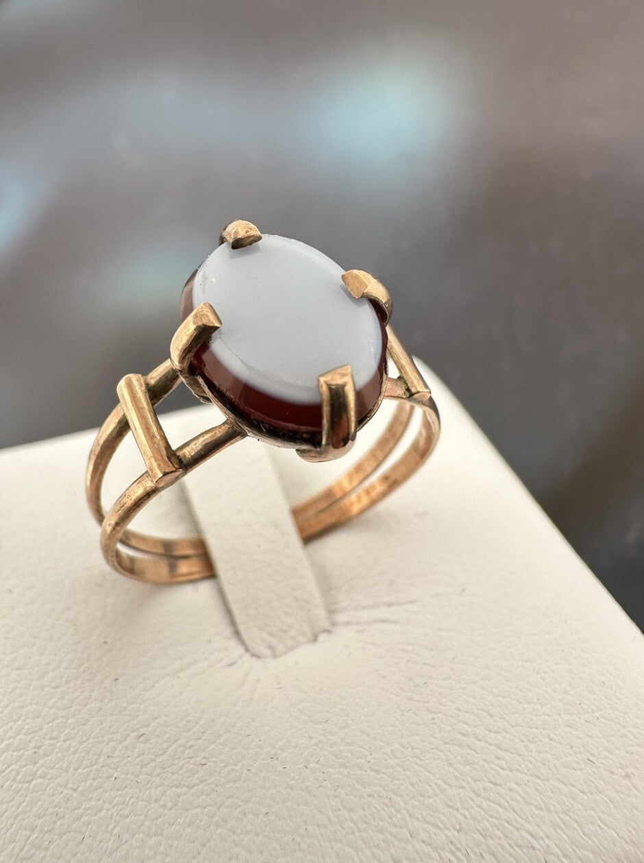 Anello borbonico in oro 6/7 kt con corniola ovale, fine '800 – foto 5