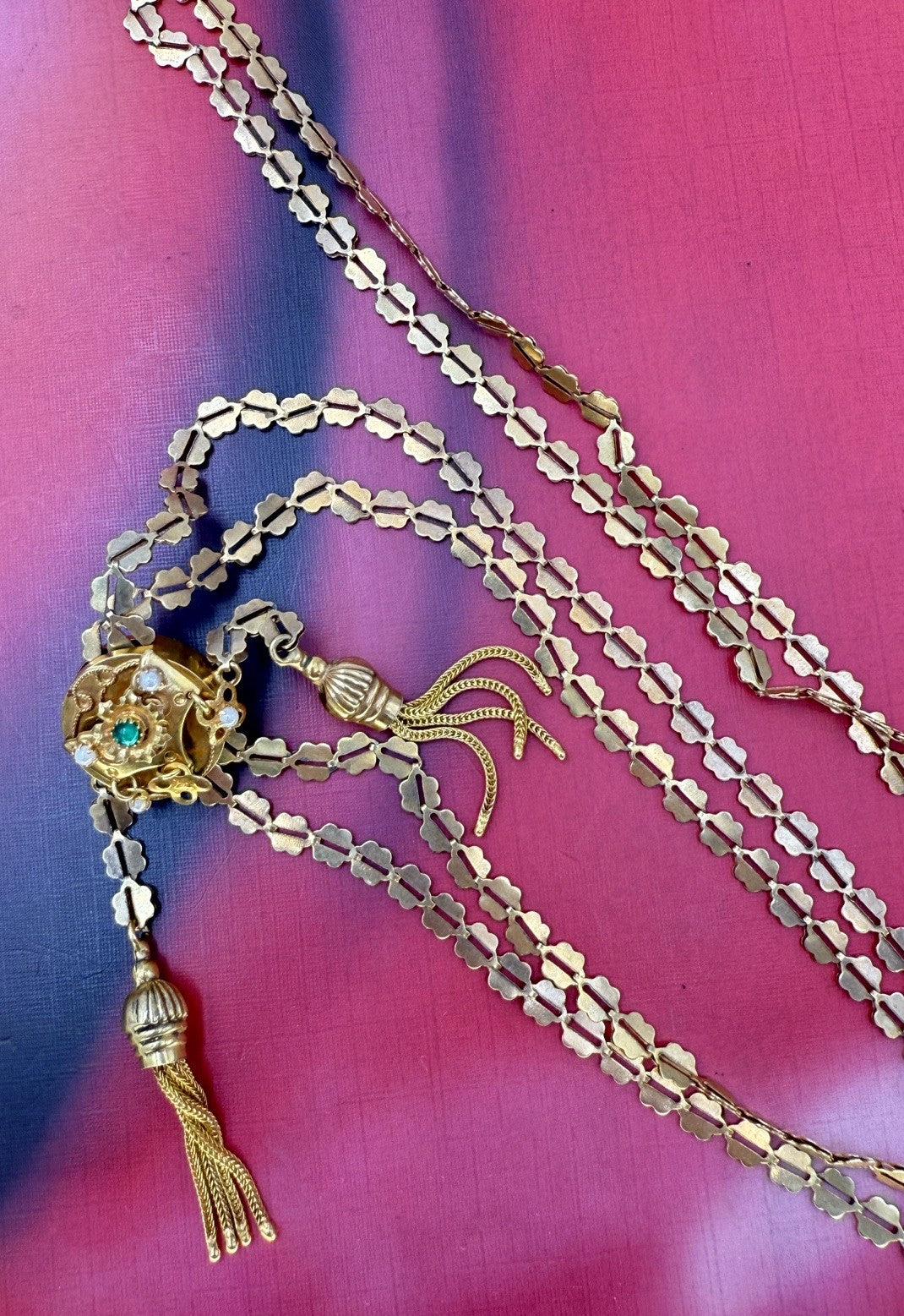 Collana saliscendi Charleston vintage in oro 12 kt, anni '60–'70 – foto 13