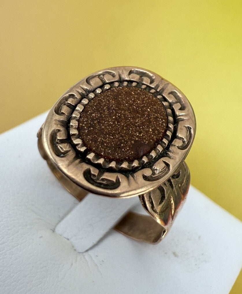 Anello borbonico in oro 6/7 kt con pasta vitrea stellata, fine '800 – foto 2