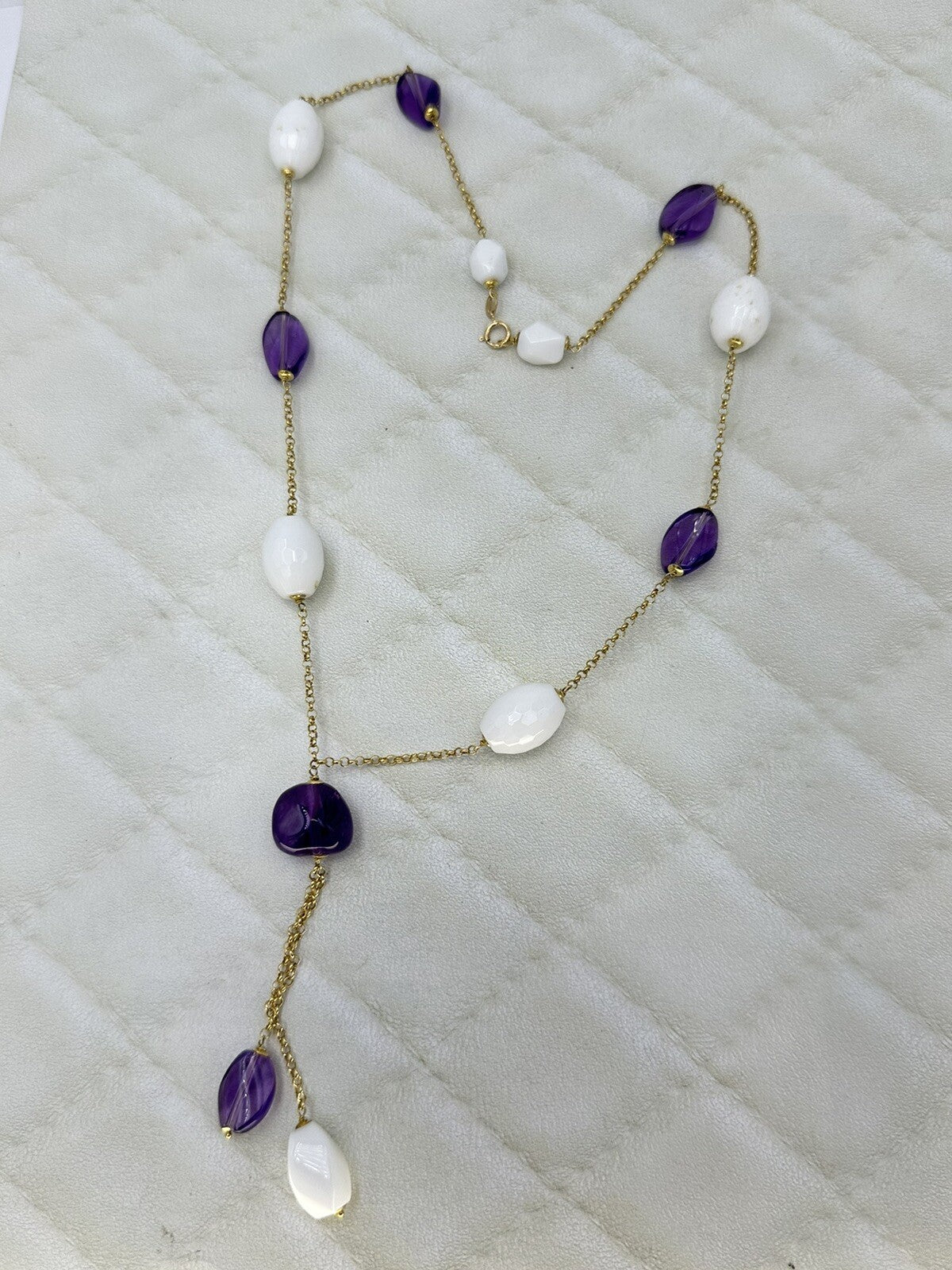 Collana Sassi con ametiste, agate bianche e oro 18 kt