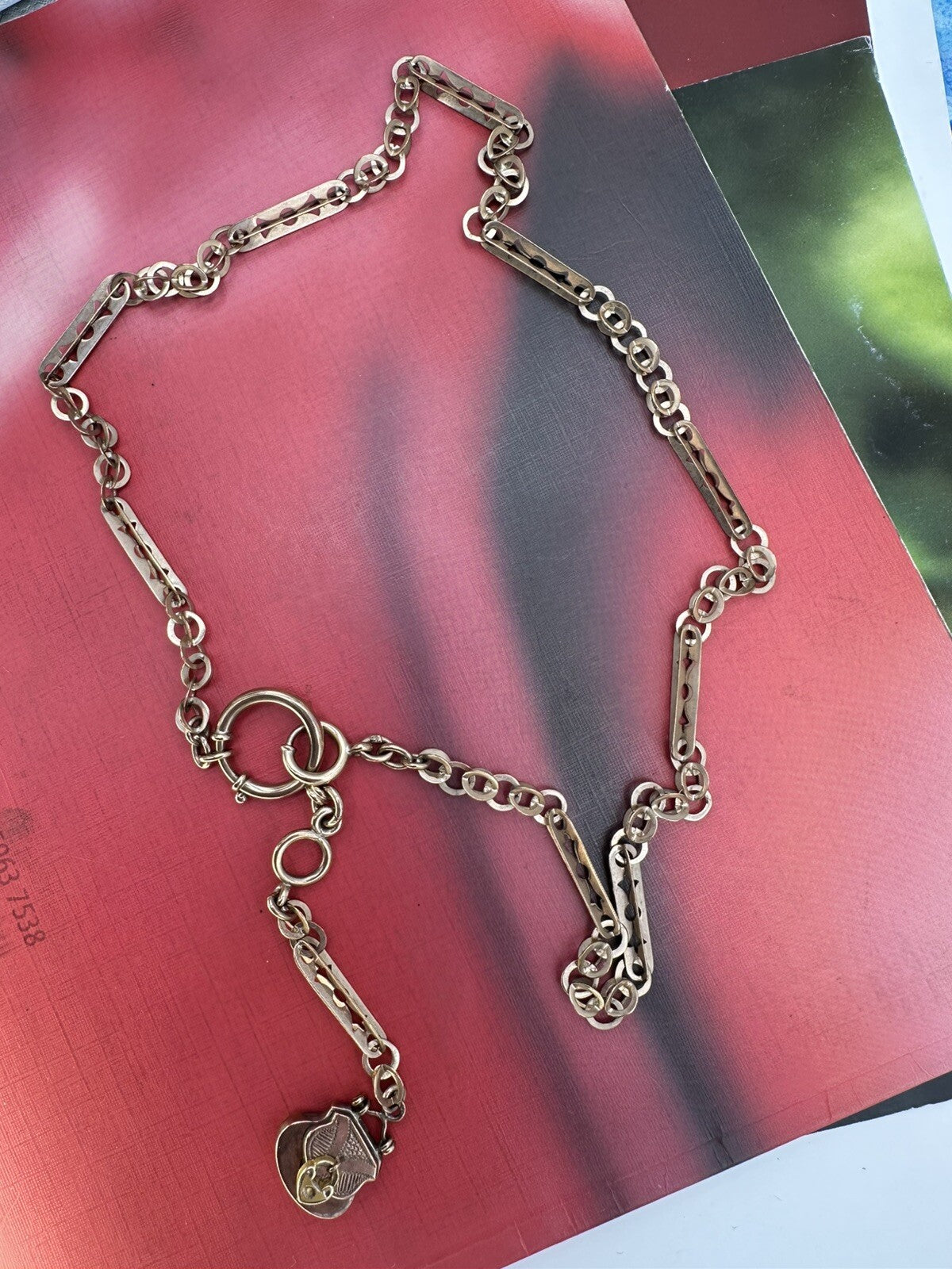 Collana in oro rosa 9 kt con moschettone e pendente a borsetta, inizi '900 – foto 13