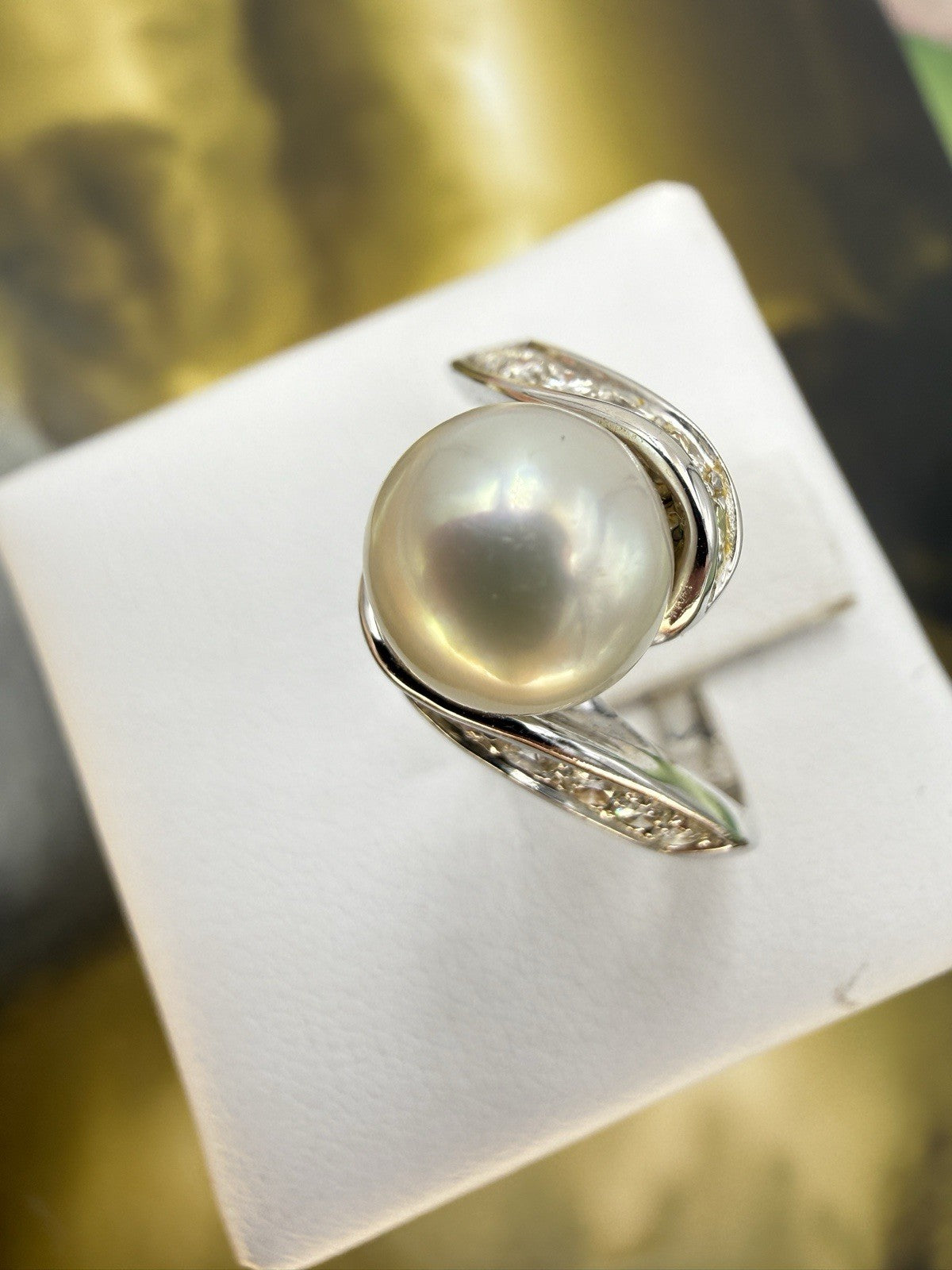 Anello Mikawa in oro bianco 18 kt con perla e brillanti – foto 7