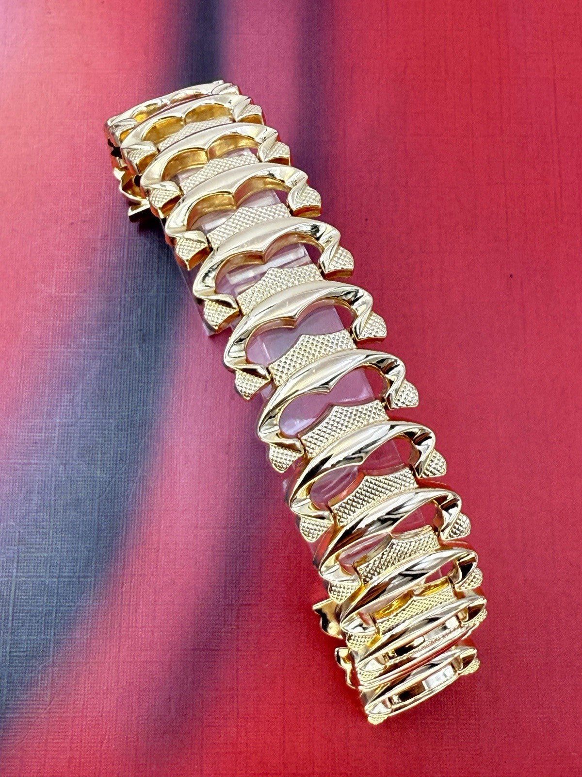 Bracciale tappeto semirigido vintage in oro rosa 18 kt, anni '60 – foto 9