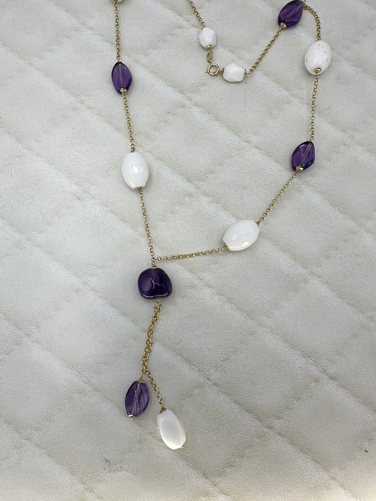 Collana Sassi con ametiste, agate bianche e oro 18 kt – foto 6