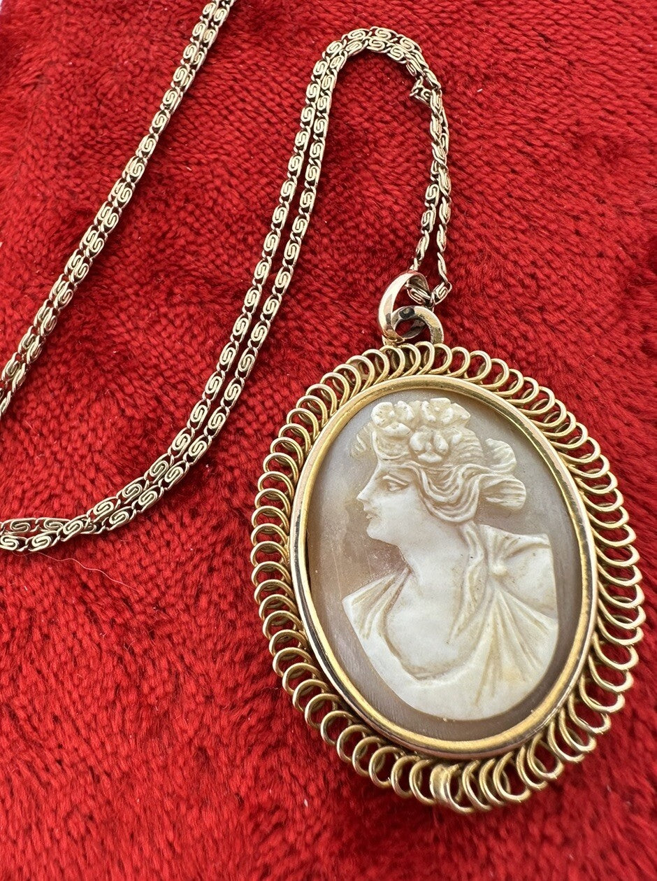 Collana antica in oro rosa 12 kt con cammeo in conchiglia, inizi '900 – foto 5