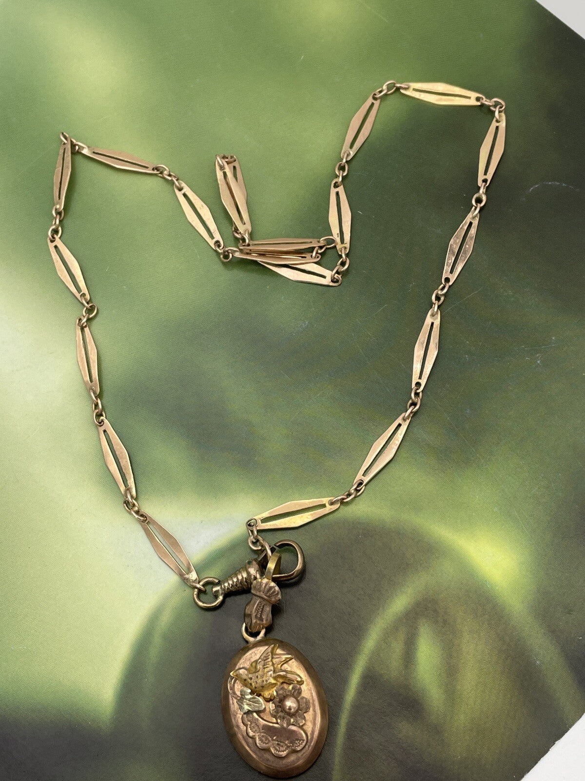 Collana antica in oro 6/7 kt a moduli con ciondolo, inizi '900 – foto 3