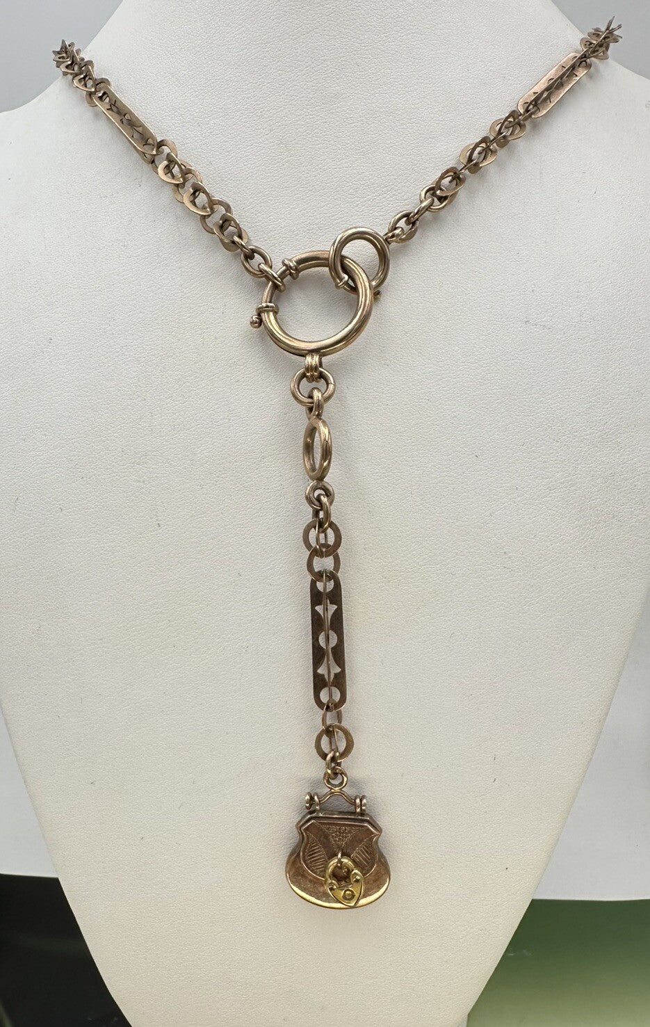Collana in oro rosa 9 kt con moschettone e pendente a borsetta, inizi '900 – foto 18