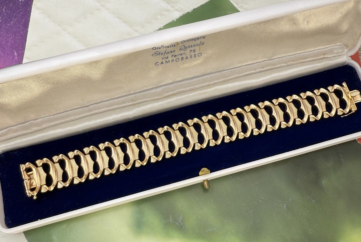 Bracciale tappeto semirigido vintage in oro rosa 18 kt, anni '60 – foto 12