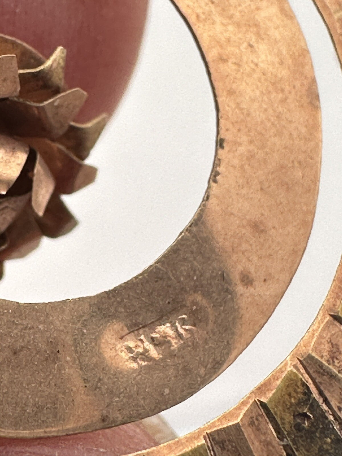 Orecchini borbonici a lamina d'oro 6/7 kt con fiocco floreale, '800 – foto 13