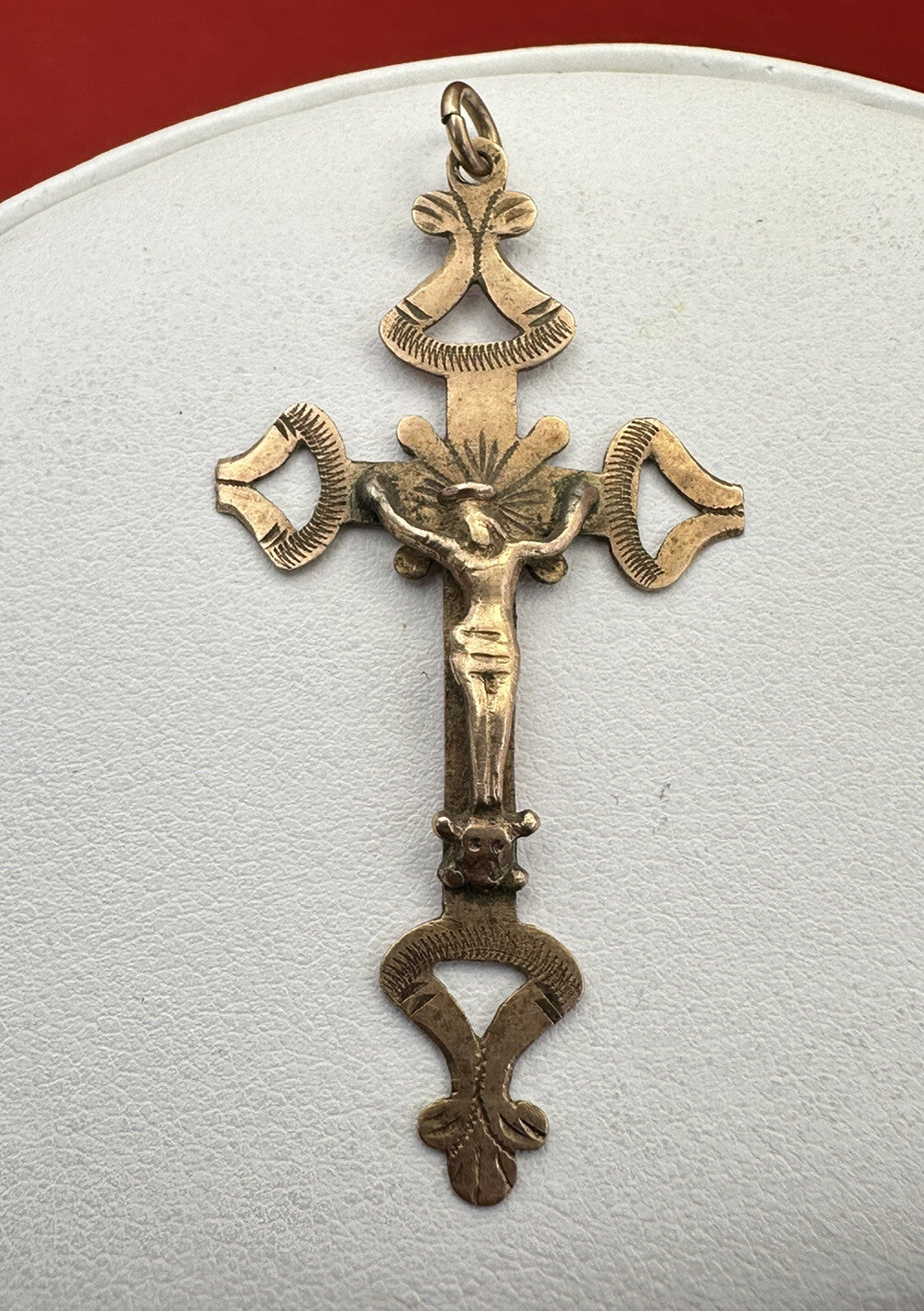 Croce borbonica in oro rosso 6/7 kt con punzone del Regno, fine '800