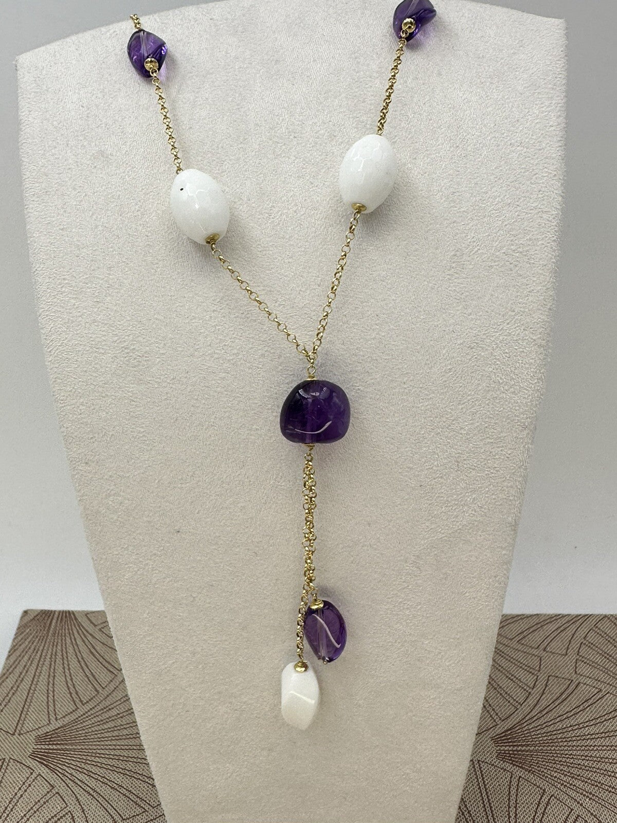 Collana Sassi con ametiste, agate bianche e oro 18 kt – foto 4