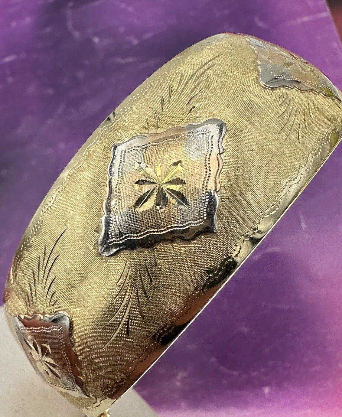 Bracciale schiava rigido in oro tricolore 18 kt, anni '90 – foto 22