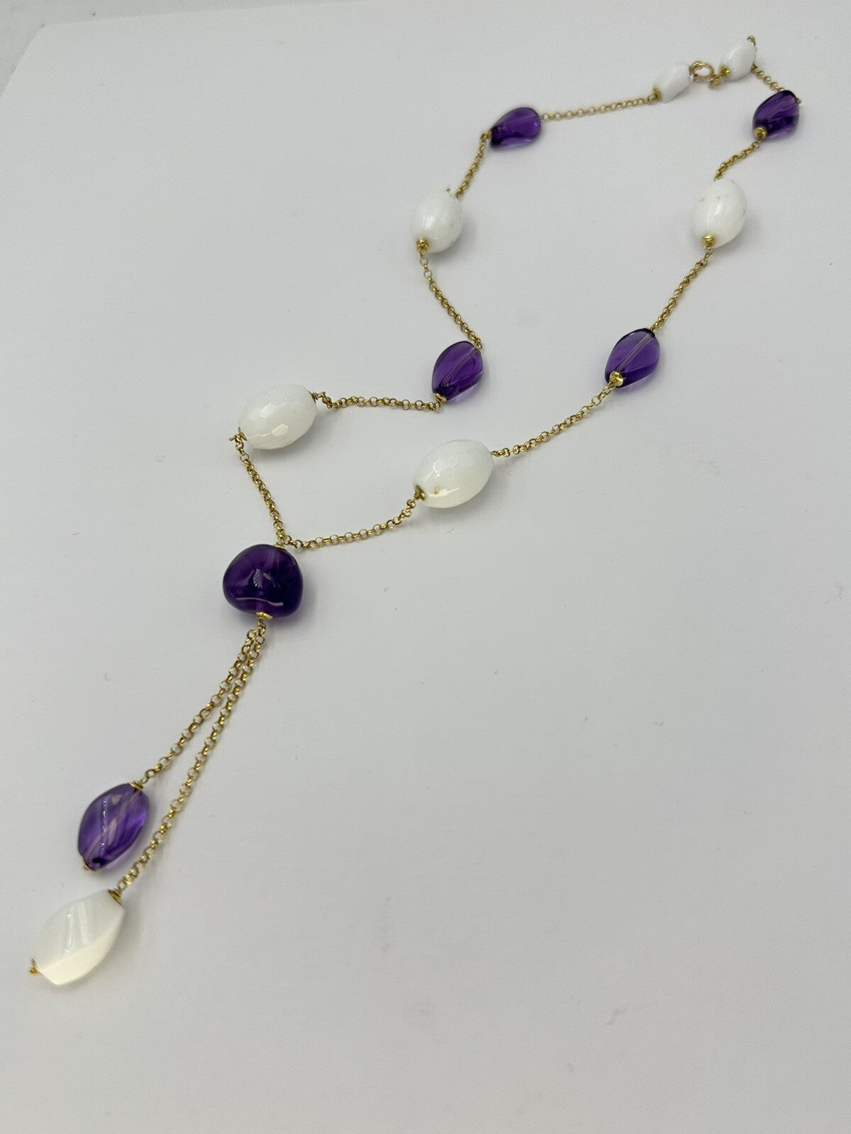Collana Sassi con ametiste, agate bianche e oro 18 kt – foto 2