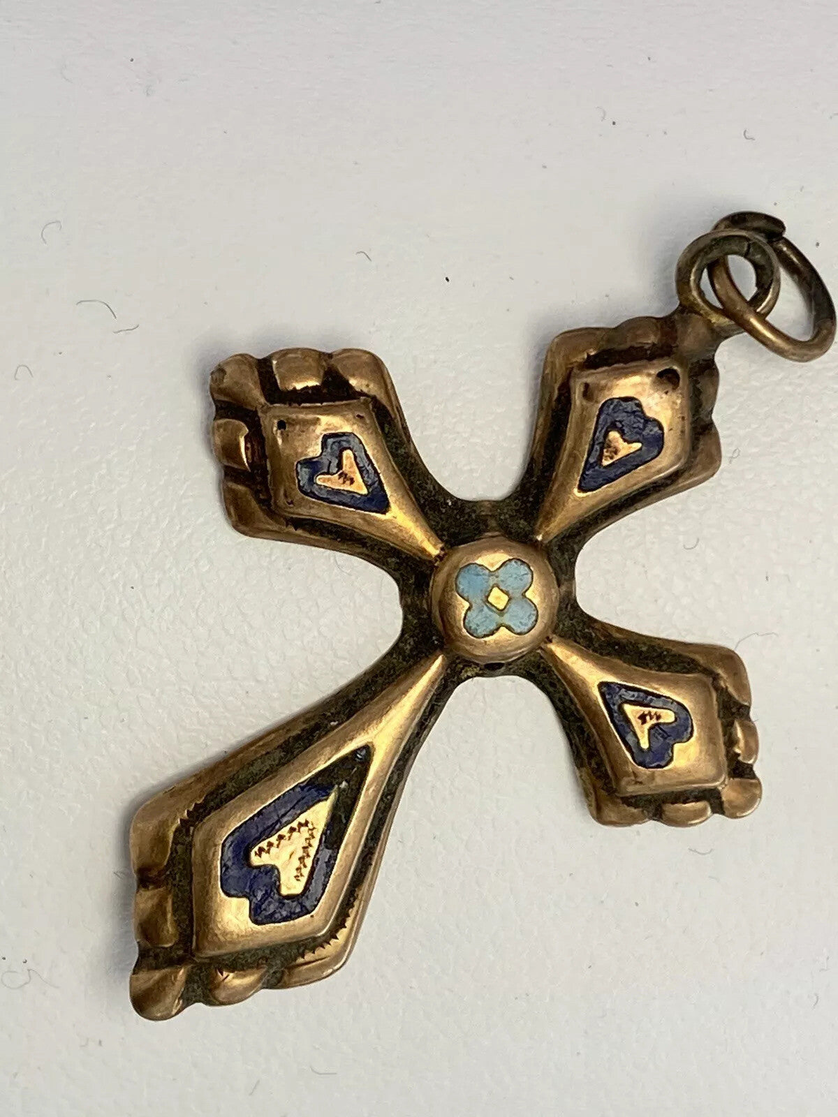 Croce borbonica in oro 6/7 kt con smalti blu e turchese, fine '800 – foto 6