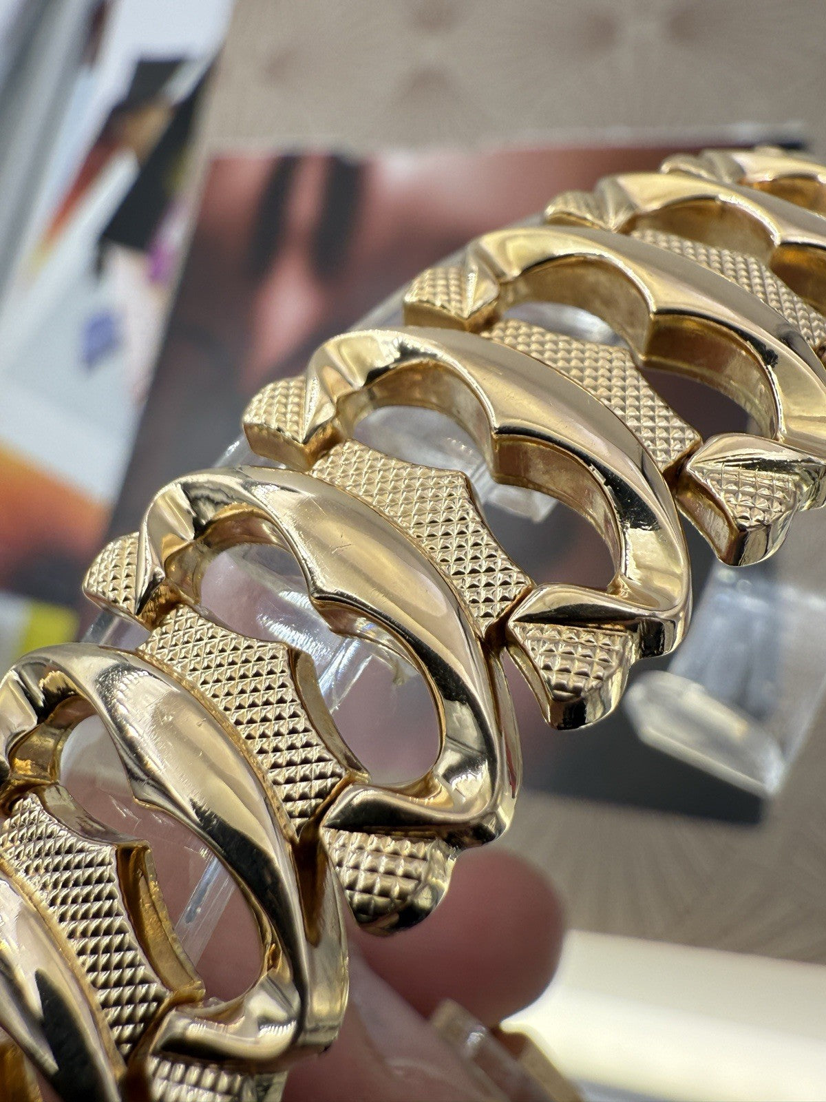 Bracciale tappeto semirigido vintage in oro rosa 18 kt, anni '60 – foto 14