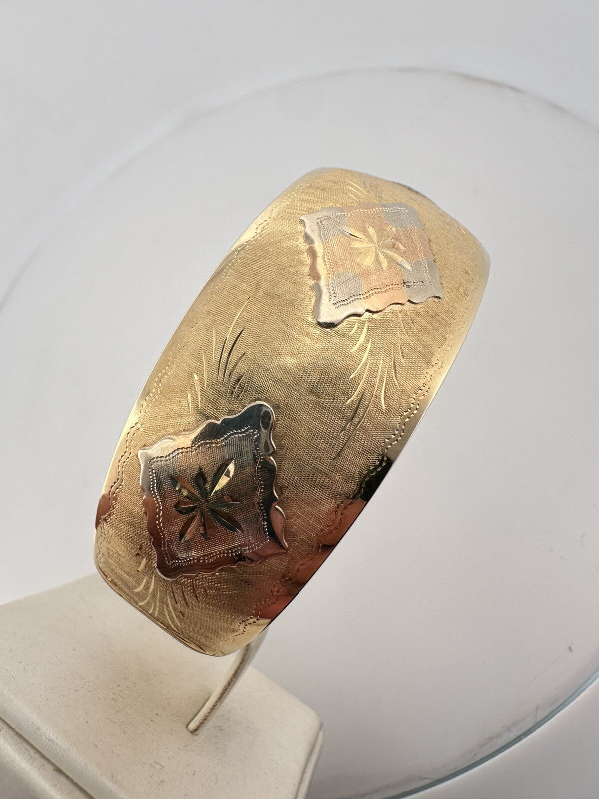 Bracciale schiava rigido in oro tricolore 18 kt, anni '90 – foto 10