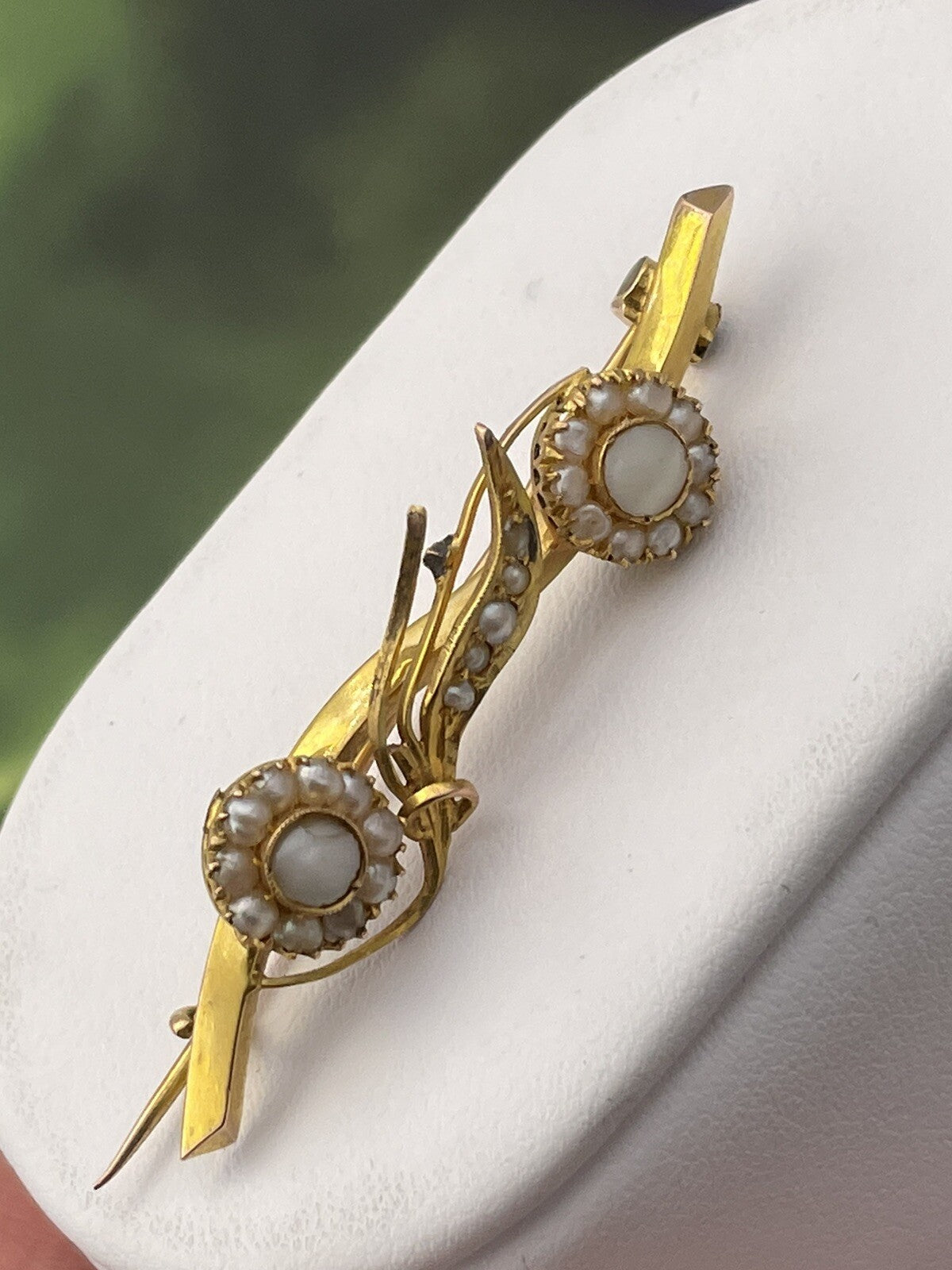 Spilla antica in oro rosso 6/7 kt con piccole perle, fine '800 – foto 5