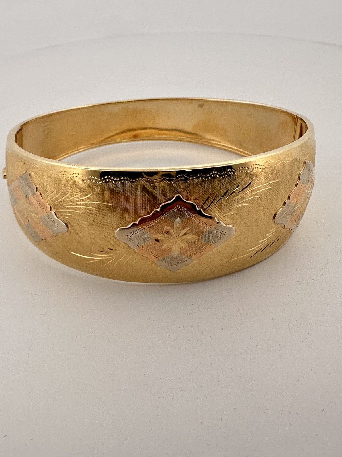 Bracciale schiava rigido in oro tricolore 18 kt, anni '90 – foto 6