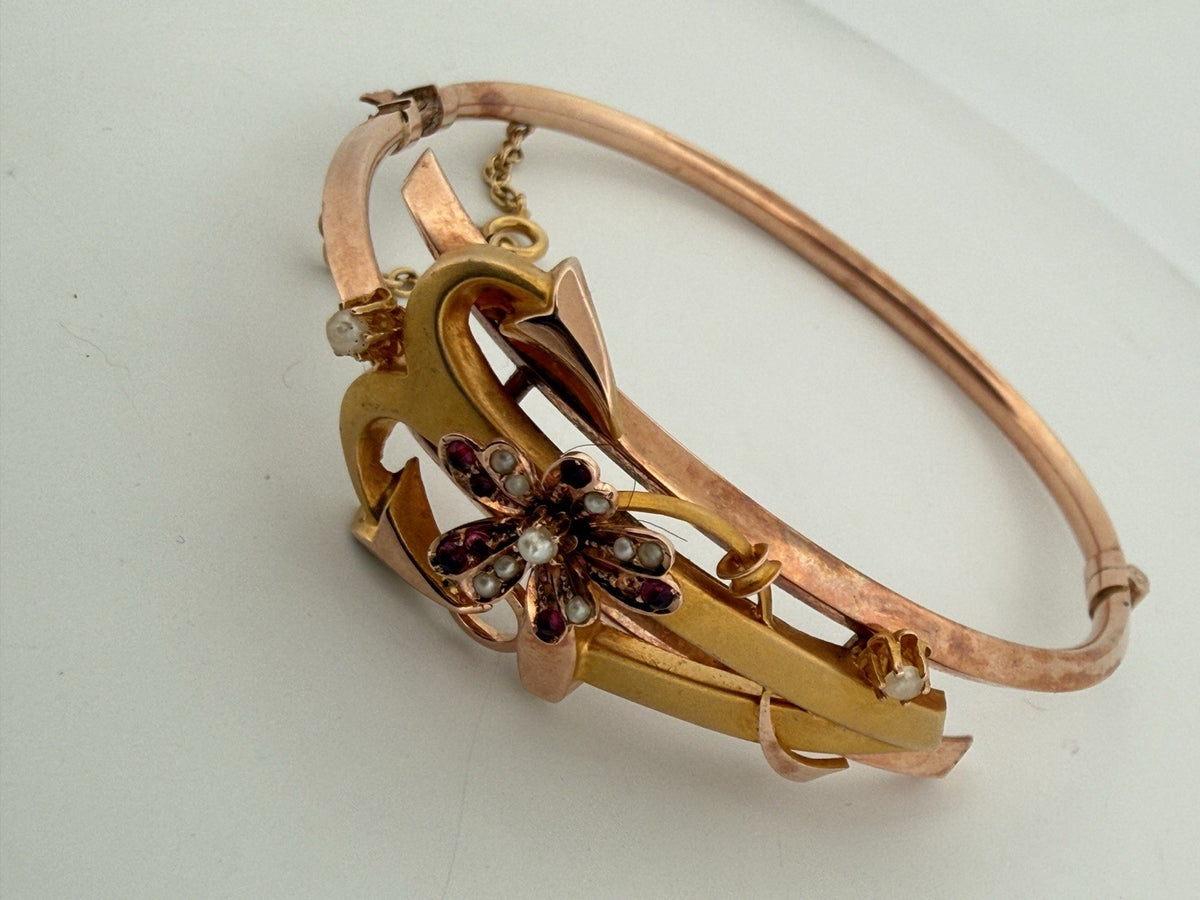 Parure antica bracciale, spilla e orecchini in oro 6/7 kt, fine '800 – foto 15