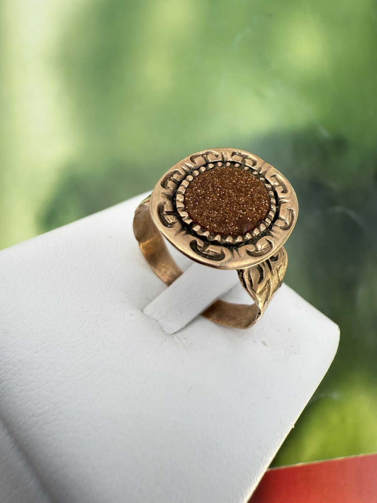 Anello borbonico in oro 6/7 kt con pasta vitrea stellata, fine '800 – foto 8