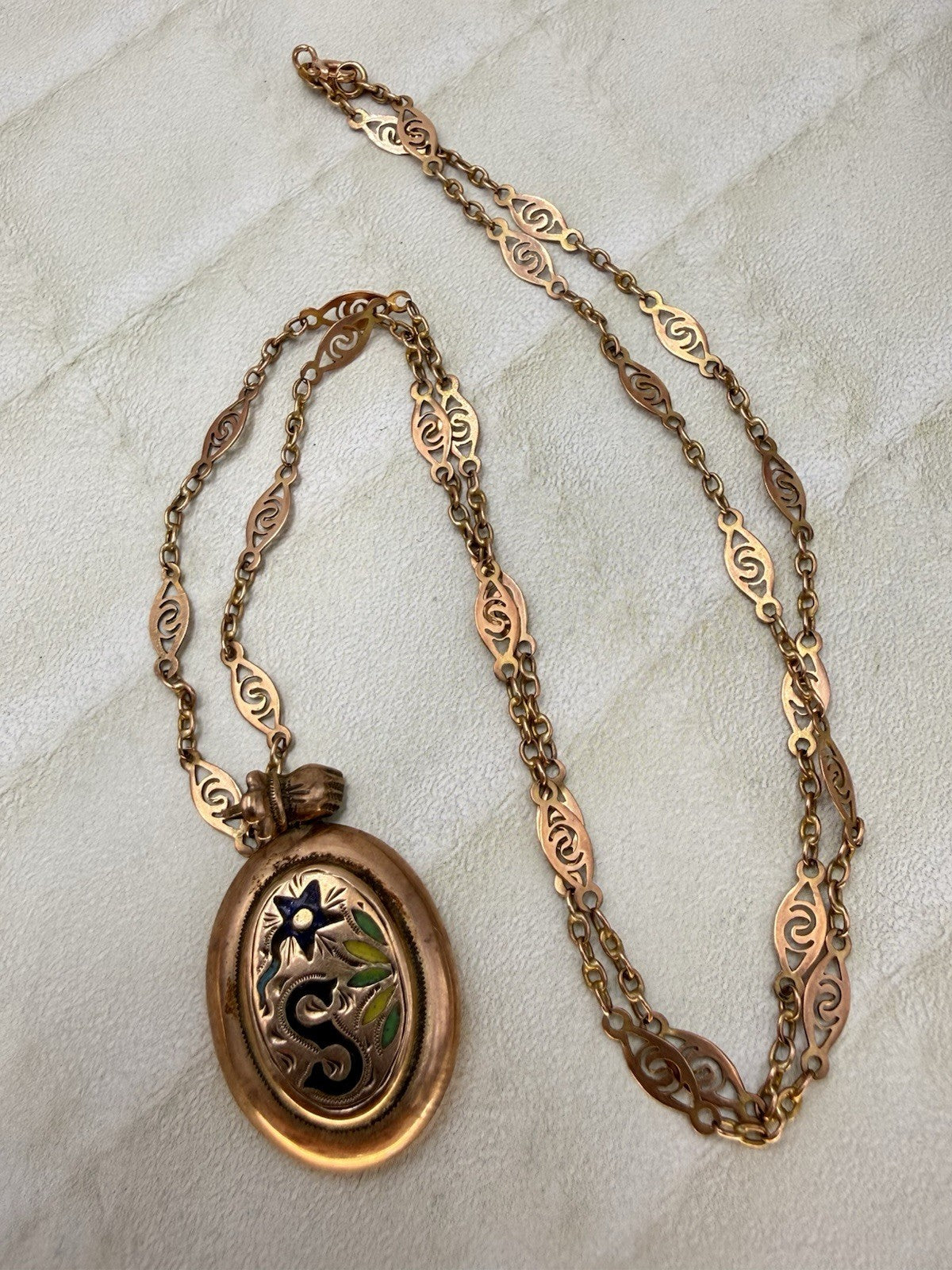 Collana borbonica in oro 6/7 kt con ciondolo a smalti multicolor, fine '800 – foto 4