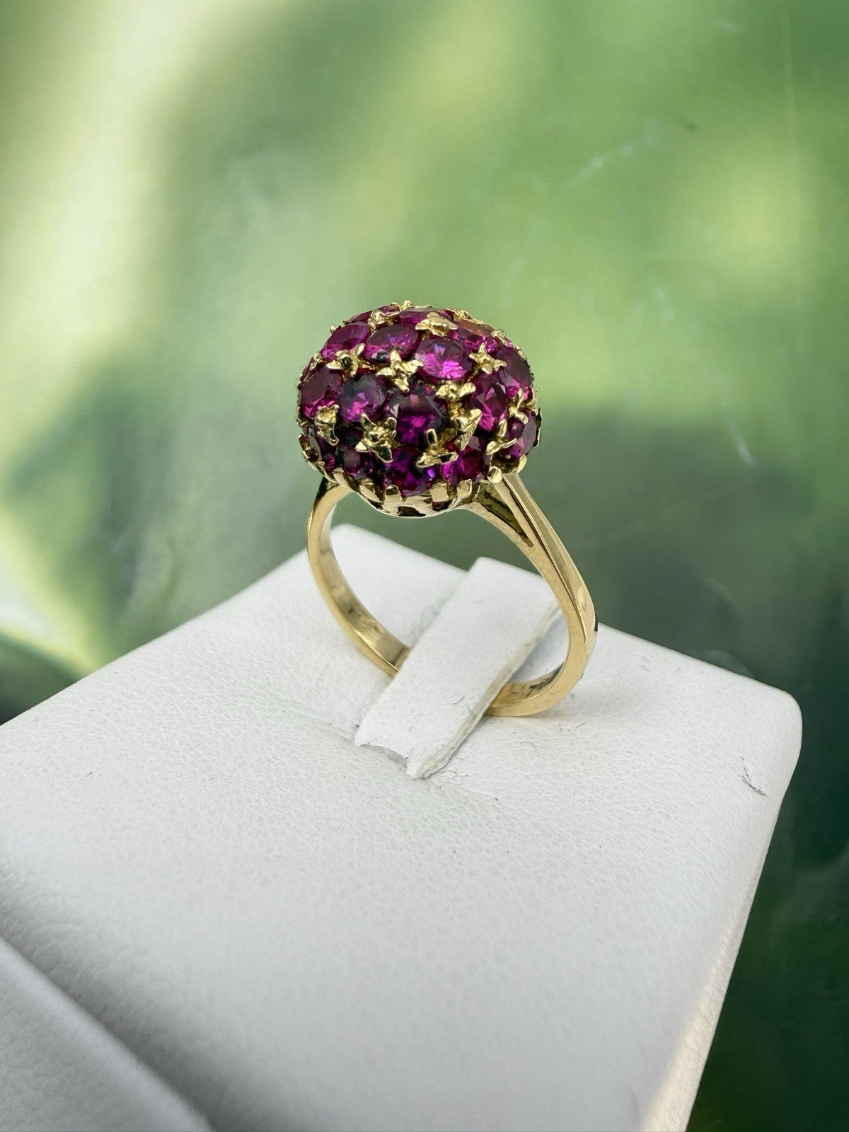 Anello a sfera vintage in oro 18 kt con rubini sintetici, anni '70 – foto 7