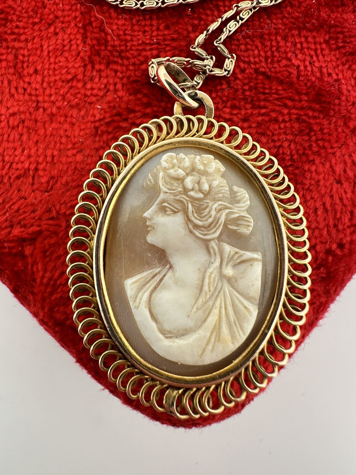 Collana antica in oro rosa 12 kt con cammeo in conchiglia, inizi '900 – foto 3