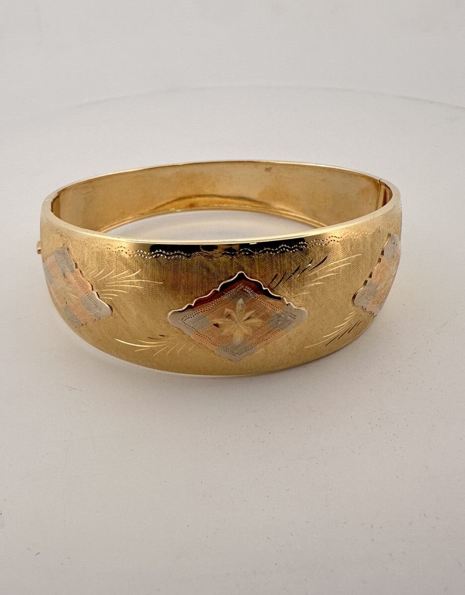 Bracciale schiava rigido in oro tricolore 18 kt, anni '90 – foto 5