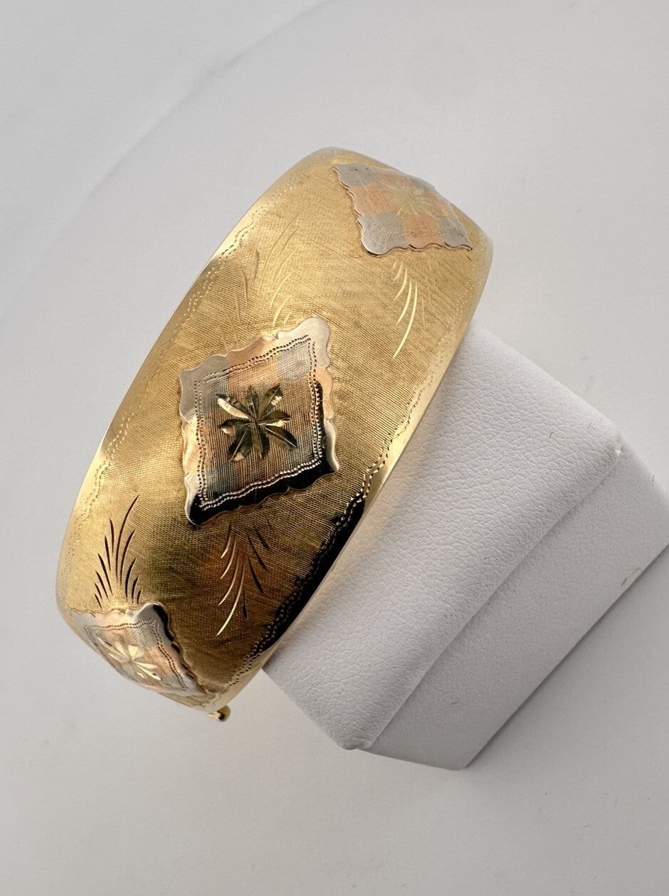 Bracciale schiava rigido in oro tricolore 18 kt, anni '90 – foto 17