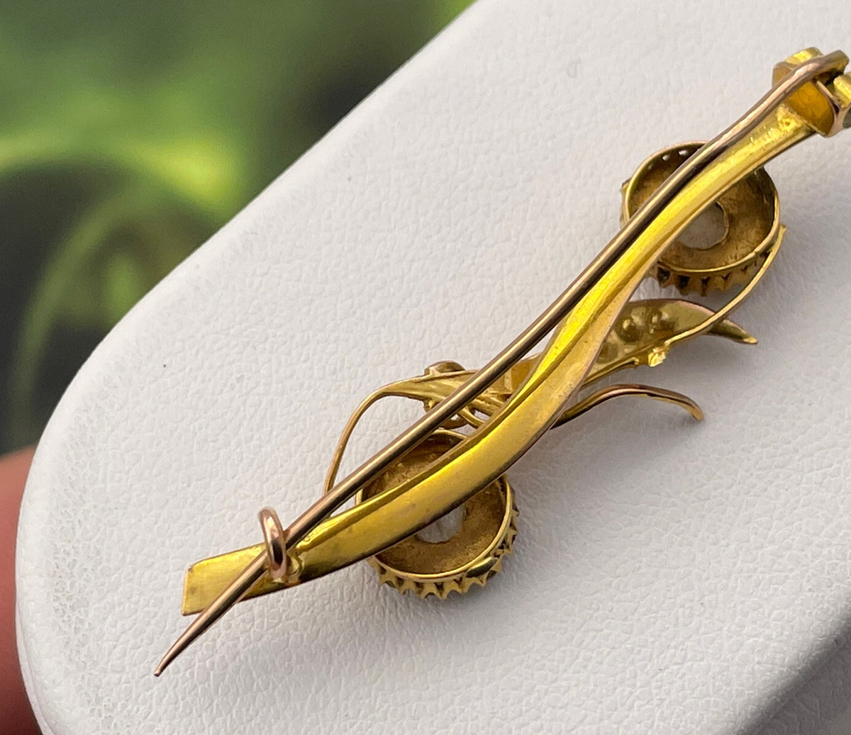 Spilla antica in oro rosso 6/7 kt con piccole perle, fine '800 – foto 6