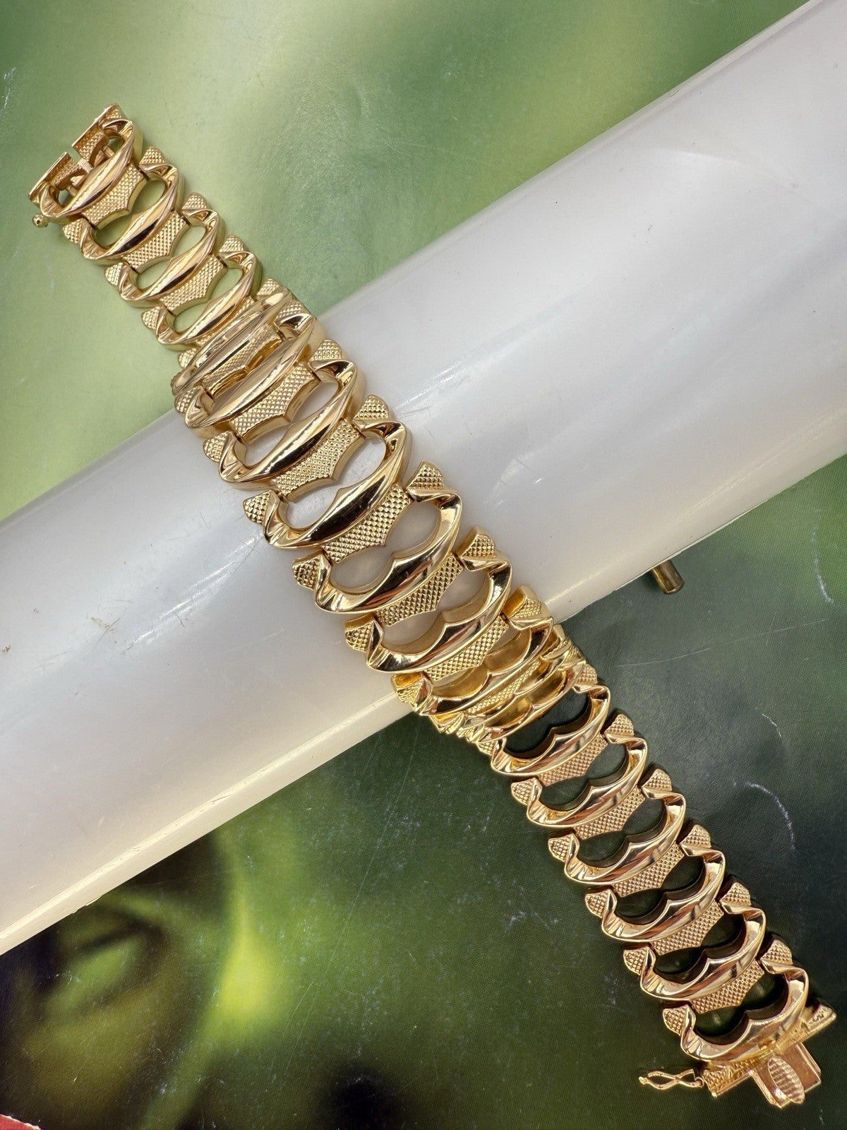 Bracciale tappeto semirigido vintage in oro rosa 18 kt, anni '60 – foto 11