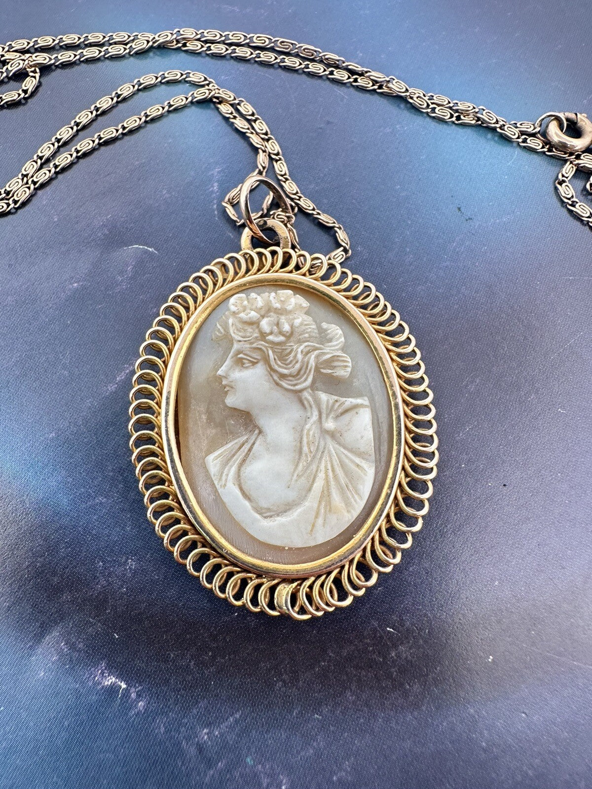 Collana antica in oro rosa 12 kt con cammeo in conchiglia, inizi '900 – foto 8