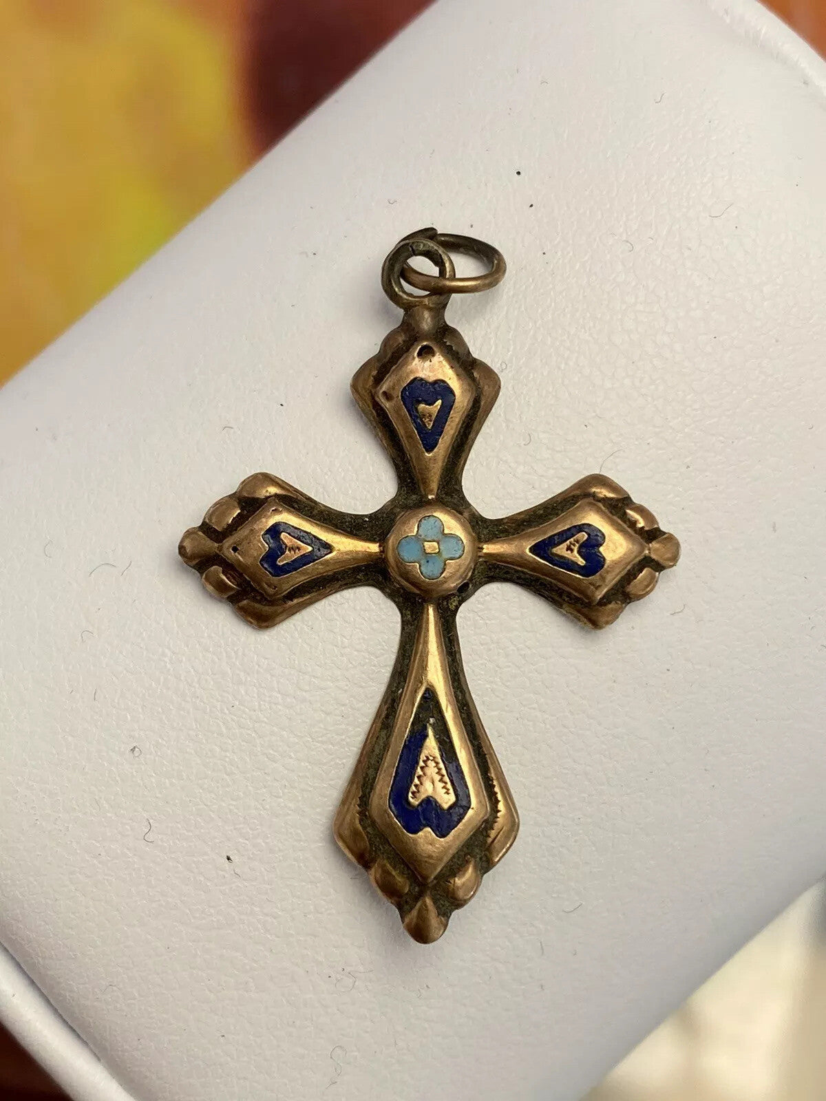 Croce borbonica in oro 6/7 kt con smalti blu e turchese, fine '800 – foto 5