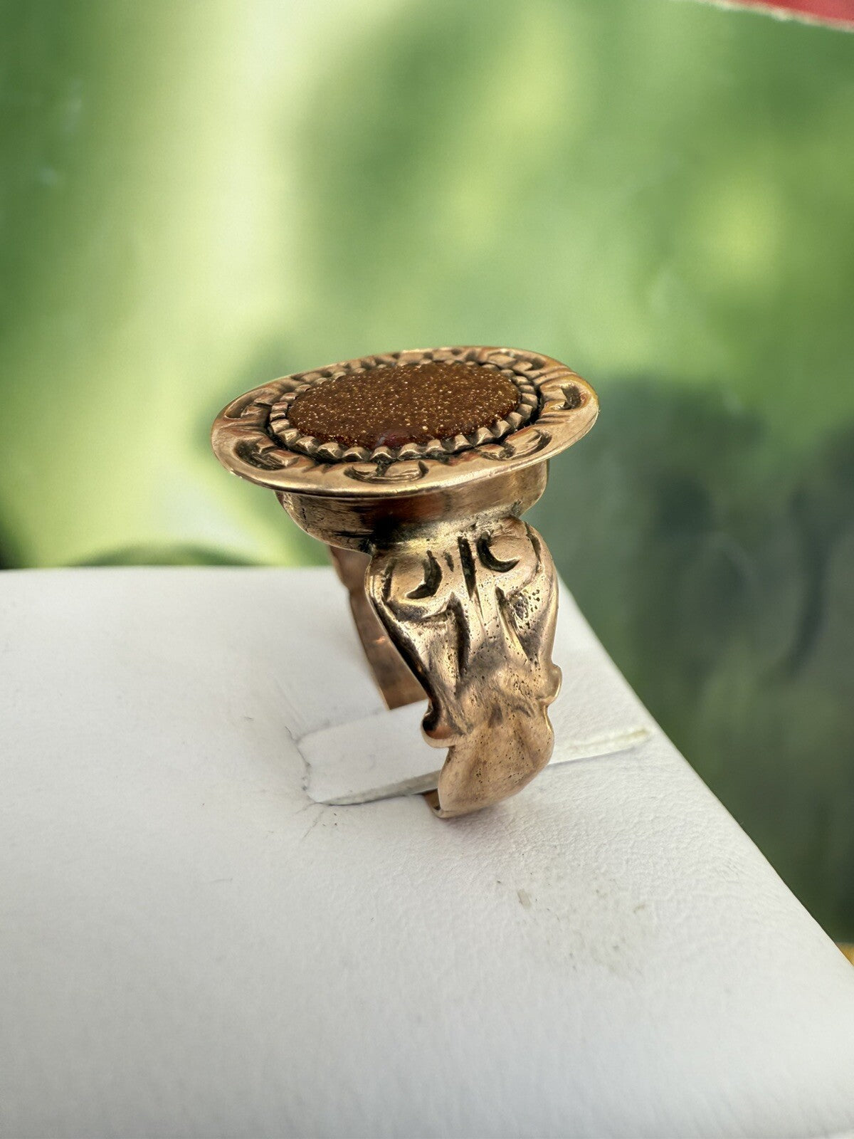 Anello borbonico in oro 6/7 kt con pasta vitrea stellata, fine '800 – foto 7