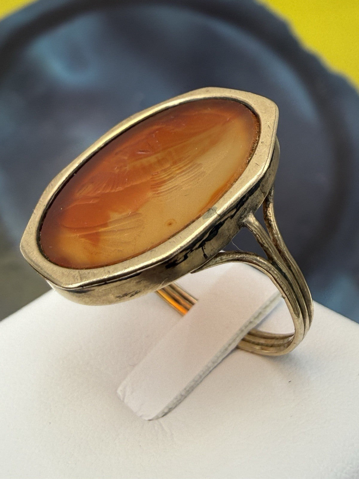 Anello borbonico in oro 6/7 kt con corniola incisa a volto di filosofo – foto 12