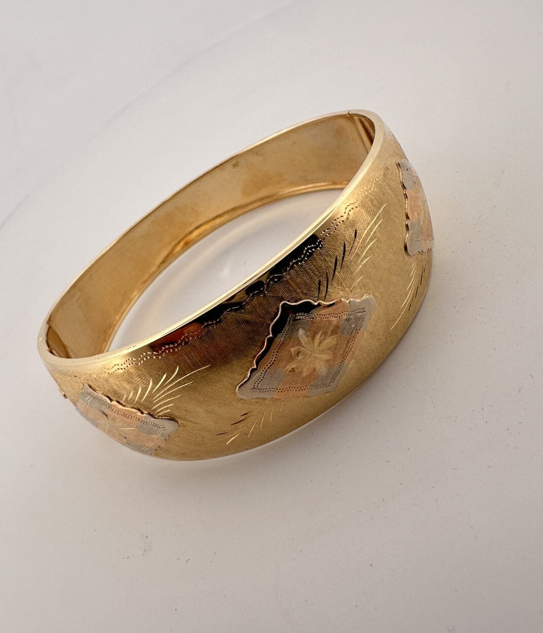 Bracciale schiava rigido in oro tricolore 18 kt, anni '90 – foto 7
