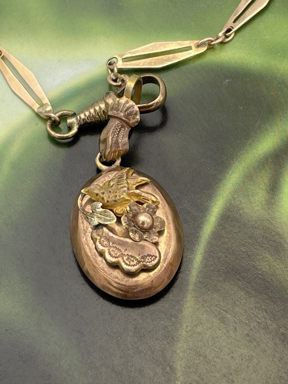 Collana antica in oro 6/7 kt a moduli con ciondolo, inizi '900 – foto 2