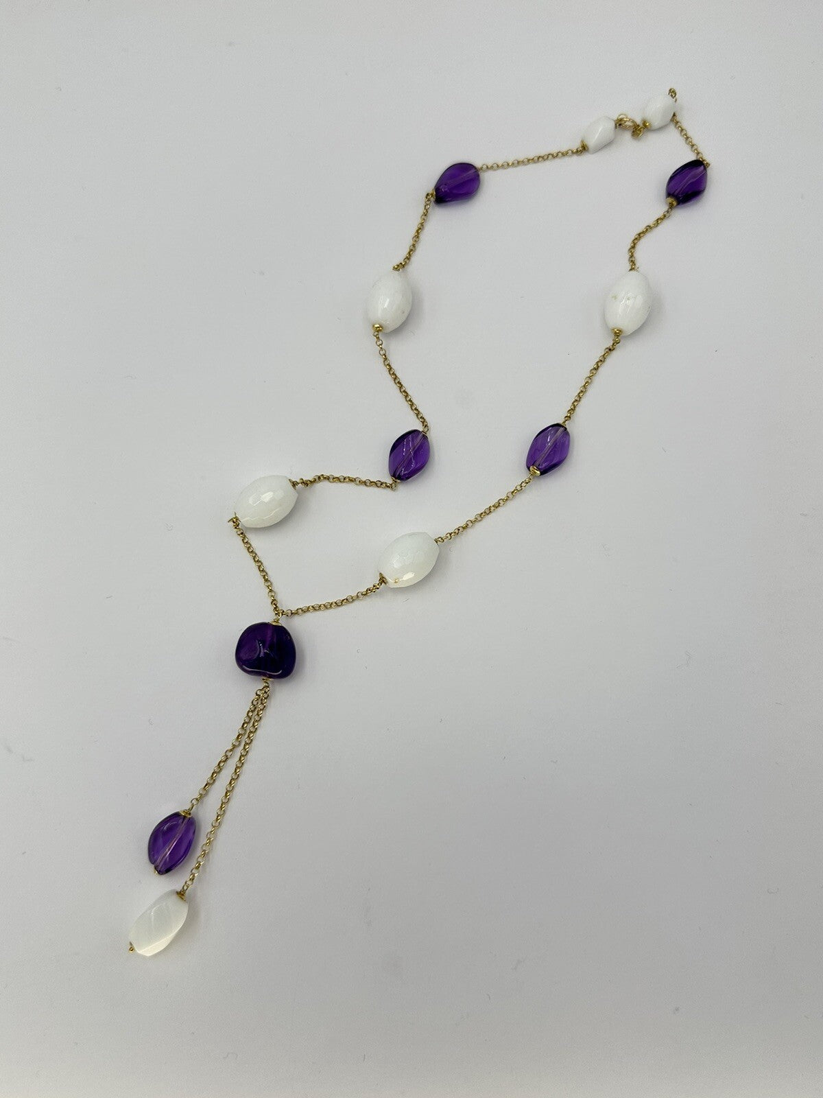 Collana Sassi con ametiste, agate bianche e oro 18 kt – foto 7